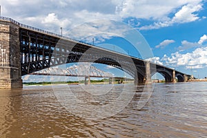 The historic Eads Bridge over the Mississippi River connecting t photo