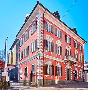 Historic edifice on Via Bartolomeo Rusca, Locarno, Switzerland photo