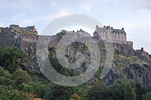 Historic Edinburgh Castle on a rock cliff