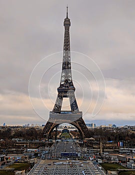 Historic Eiffel Tower Paris France sunset view