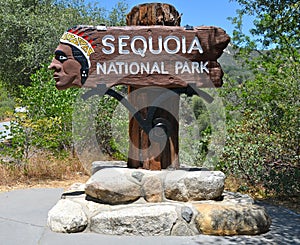 Historic Entry Sign at Sequoia National Park, Cali photo