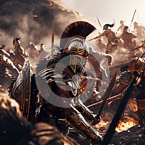 Historic epic Greek military commander in battle