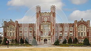 Historic Evans Hall, completed in 1912, on the campus of The University of Oklahoma in Norman.