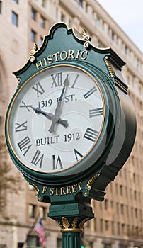 Historic F Street Clock in Washington DC