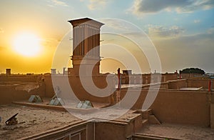 Sunset over the roofs of Yazd, Iran photo