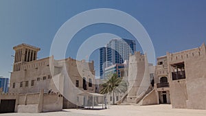 Historic fort at the Museum of Ajman timelapse hyperlapse, United Arab Emirates