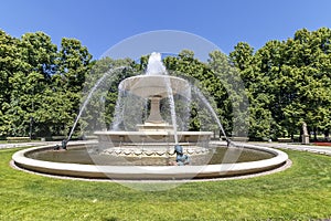 Historic fountain in Saski park, Warsaw, Poland