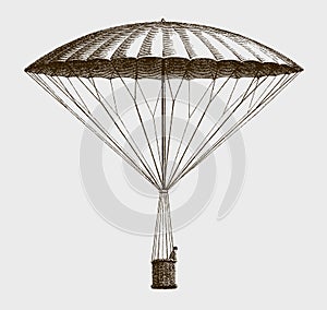 Historic frameless parachute by Andre-Jacques Garnerin from 1797 descending