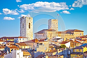 Historic French riviera old town of Antibes seafront and rooftops view photo