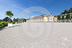 Historic gardens and palace architecture in Potsdam.