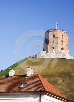 Historic Gedimino Fort on Gediminas` Hill old district Vilnius,
