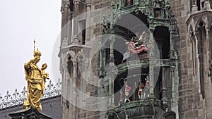 The historic Glockenspiel at Marienplatz, Munich, Germany - Time Lapse