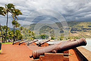 Historic gun at Le Barachois place, Saint Denis, Reunion Island