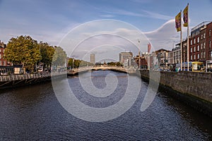 Historic Ha\'penny Bridge in Dublin, Ireland