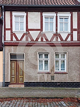Historic half-timber house in Gardelegen. It is listed as monument and has an indecipherable old German inscription from 1694 photo