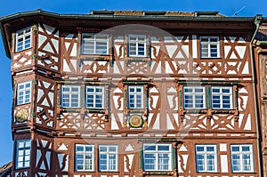 Historic half-timbered house, house facades, Mosbach, Baden-Wuerttemberg, Germany