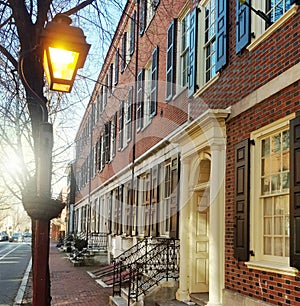 Historic homes in the Society Hill neighborhood of Philadelphia