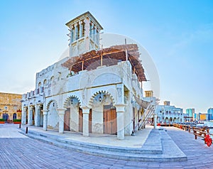 Historic house with barjeel windcatcher, Al Seef neighborhood, Dubai, UAE