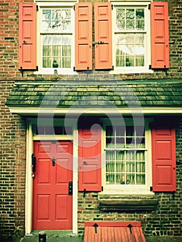 Historic house at Elfreth's Alley in Philadelphia