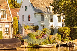 Historic houses alongside the Dutch river Vecht