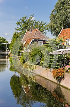 Historic houses at a canal in Edam