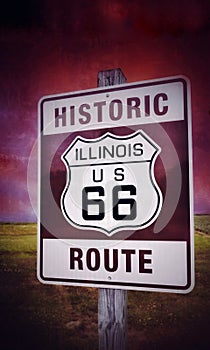 Historic Illinois Route 66 vintage sign.