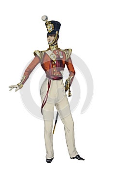 Historic Indian Army Officer uniform. Soldier Digital illustration