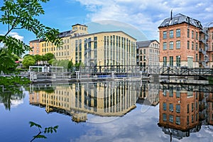 The historic industrial landscape in Norrkoping, Sweden