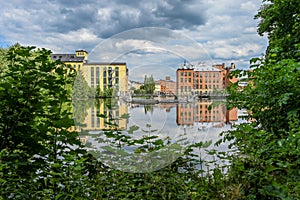 The historic industrial landscape in Norrkoping, Sweden