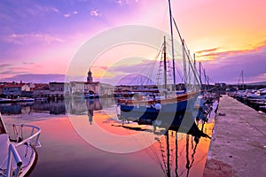 Historic island town of Krk dawn waterfront view