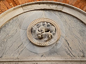 Historic Italian Detail: Carving on Stone photo