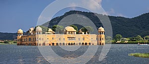 Historic Jal Mahal in the middle of the Man Sagar Lake at Jaipur city, Rajasthan, India