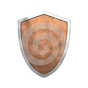 Historic knight`s shield, worn in battle.