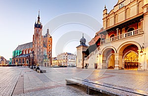 Historic Krakow Market Square in the Morning, Poland