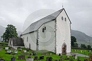 Historic Kvinnherad Church in Rosendal, Norway