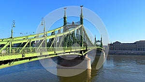 Historic Liberty Bridge across Danube River, Budapest, Hungary