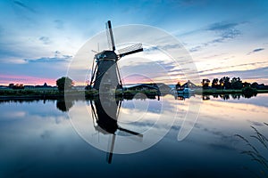 The historic Lisserpoel windmill in the evening.