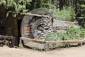 Historic Log Cabin Made of Fallen Tree