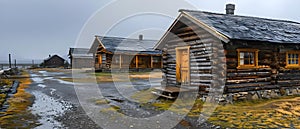 Historic Log Cabins Reconstructed at Bulnes Fort in Punta Arenas, Chile. Concept Architecture,