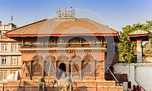 Historic Mahadev Parvati Temple at Durbar square in Kathmandu