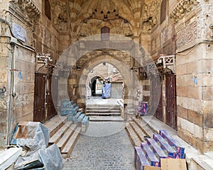 Historic Mamluk era Khan al-Khalili bazaar and souq, closed during Covid-19 lockdown, Cairo, Egypt photo