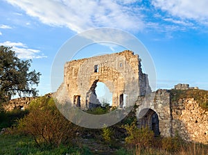 Historic Mangup Kale fortress stony walls (Crimea, Ukraine