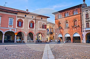 Historic mansions on Piazza della Vittoria, Lodi, Italy