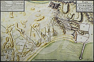 Historic map of Gibraltar town and Castle, 1704