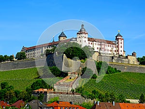 The historic Marienberg Fortress high above the city of WÃ¼rzburg