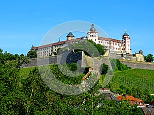 The historic Marienberg Fortress high above the city of WÃ¼rzburg