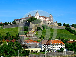 The historic Marienberg Fortress high above the city of WÃ¼rzburg