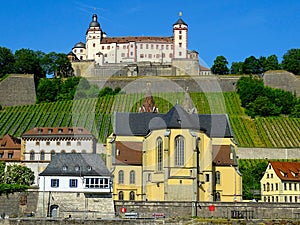 The historic Marienberg Fortress high above the city of WÃ¼rzburg