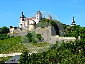 The historic Marienberg Fortress high above the city of WÃ¼rzburg