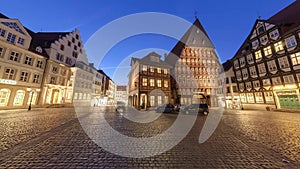 Historic market place in the old city of Hildesheim Germany. Seamless 360 degree video loop.